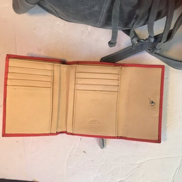 Roots Leather Bucket Tote & Wallet Crossbody Shoulder Bag Buckskin Zip Pockets - Picture 7 of 16